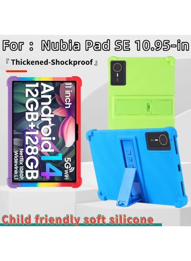 Case For ZTE Nubia Pad SE 10.95 inch Silicone Thickened Airbag Anti-Fall Tablet Case with Multi-View Stand Kids-Friendly Soft Protective Cover - Image 2